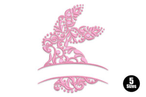 Free Floral Bunny Monogram Embroidery Design