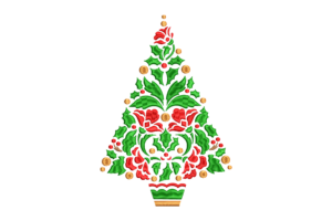 Free Floral Christmas Tree Embroidery Design