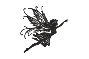 Free Flying Fairy Silhouette Embroidery Design