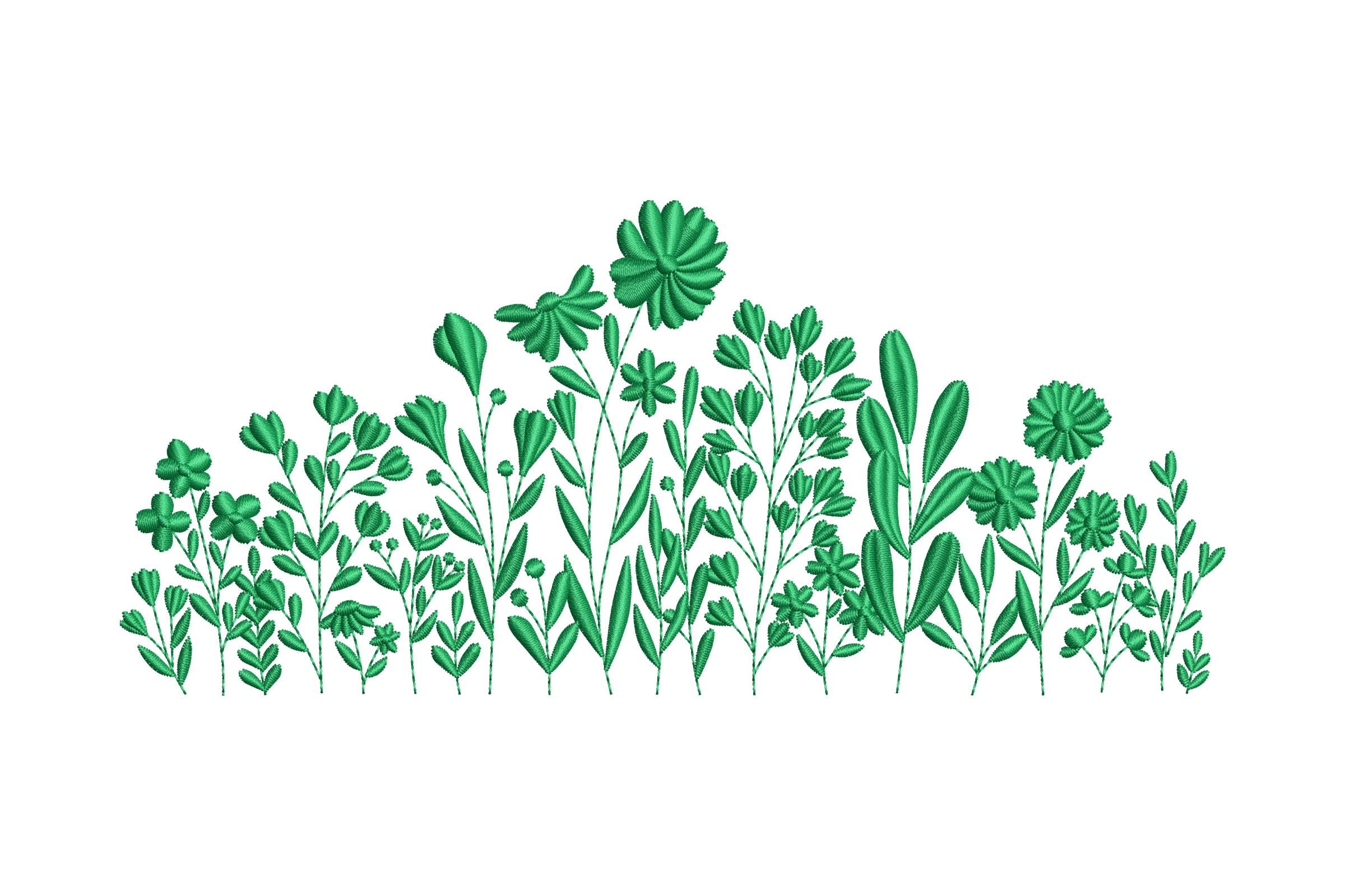 Free Green Wildflower Border Embroidery Design