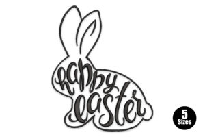 Free Happy Easter Bunny Outline Embroidery Design