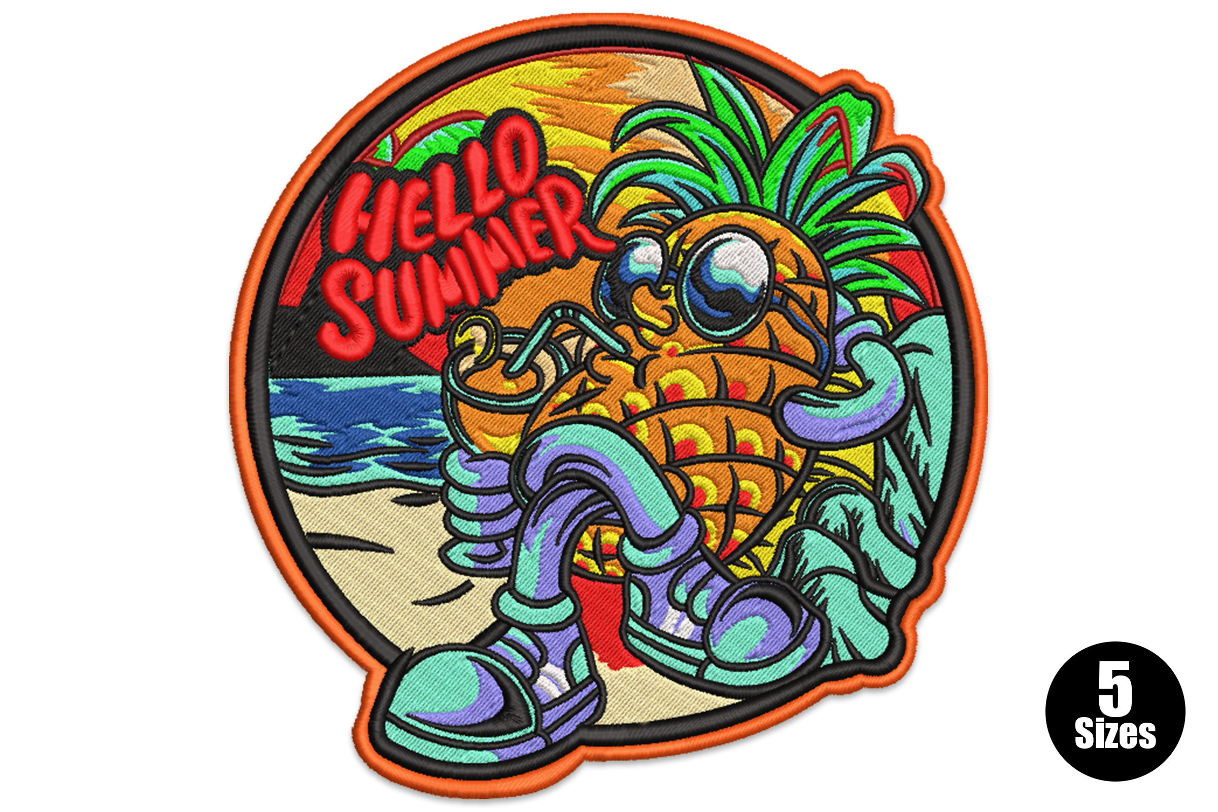 Free Hello Summer Pineapple Embroidery Design