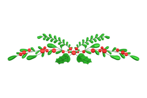 Free Holly & Berries Corner Flourish Embroidery Design