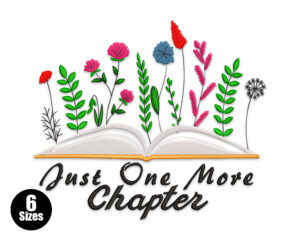 Free Just One More Chapter Book and Floral Embroidery Design