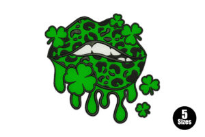 Free Leopard Print Shamrock Lips Embroidery Design
