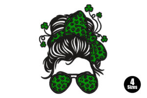 Free St. Patrick’s Day Messy Bun Girl Embroidery Design