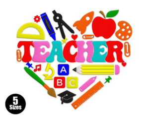 Free Teacher Heart Embroidery Design