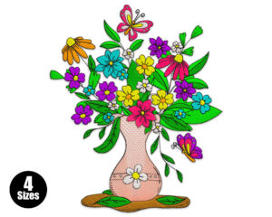 Free Vase of Flowers Embroidery Design