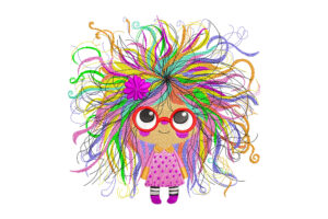 Funky Girl with Rainbow Hair Embroidery Design