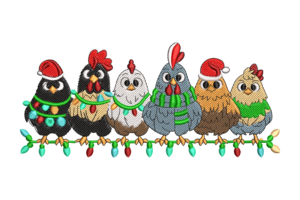 Funny Christmas Chickens Embroidery Design