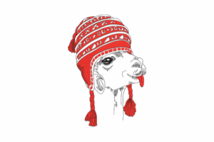Funny Llama in Winter Hat Embroidery Design