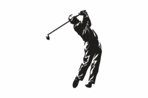 Golfer Swing Silhouette Embroidery Design