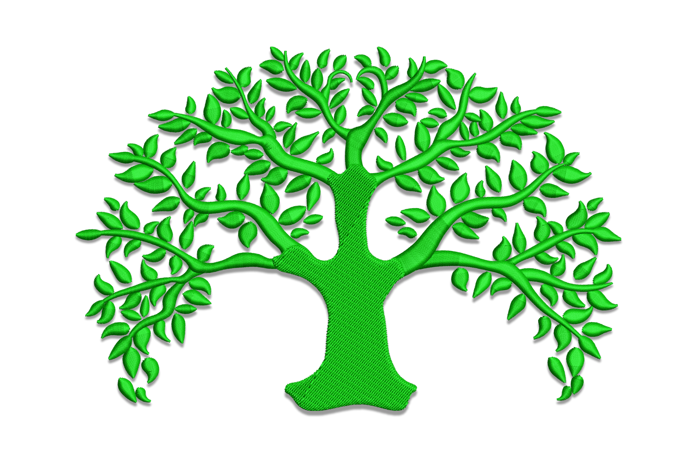 Green Leafy Tree Embroidery Design
