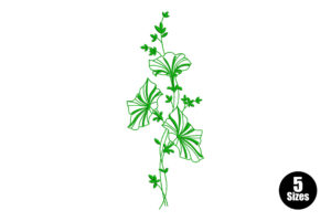 Green Line Art Floral Vine Embroidery Design