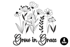 Grow in Grace Floral Embroidery Design