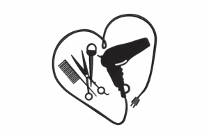 Hair Tools in Heart Shape Embroidery Design
