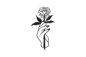 Hand Holding a Rose Embroidery Design
