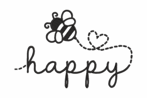 Happy Bee with Heart Trail Embroidery Design