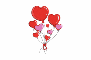 Heart Balloon Bouquet Embroidery Design