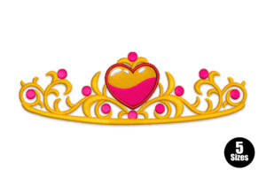 Heart Princess Crown Embroidery Design