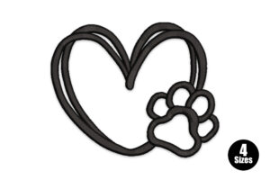 Heart and Paw Print Embroidery Design
