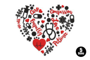 Heart of a Nurse Embroidery Design