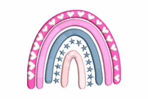 Hearts and Stars Pastel Rainbow Embroidery Design