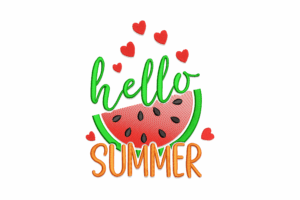 Hello Summer Watermelon Embroidery Design