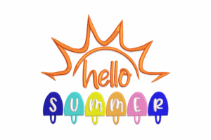 Hello Summer with Popsicle Machine Embroidery Design