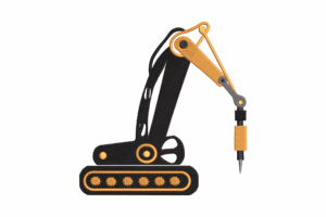 Hydraulic Breaker Excavator Embroidery Design