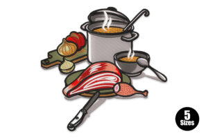 Kitchen Cooking Soup Pot Embroidery Design
