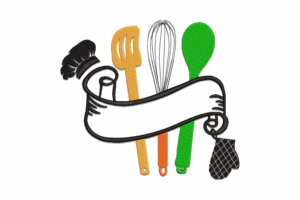 Kitchen Tools with Banner Embroidery Design