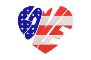 LOVE American Flag Heart Embroidery Design