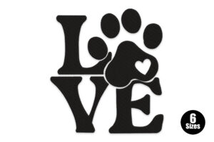 LOVE Paw Print Embroidery Design