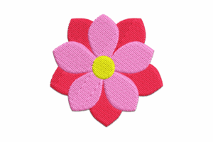 Layered Pink & Red Flower Embroidery Design