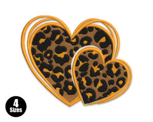 Leopard Print Hearts Embroidery Design