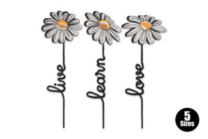 Live Learn Love Daisy Trio Embroidery Design
