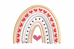 Love Rainbow with Heart and Dot Accents Embroidery Design