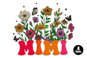 MIMI with Flowers and Butterflies Embroidery Design