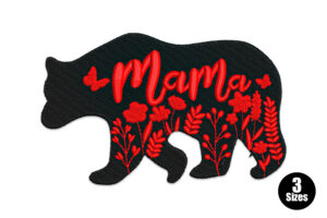 Mama Bear Floral Embroidery Design
