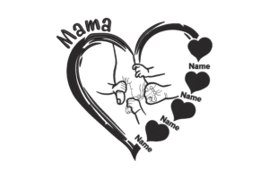 Mama Heart Hand-in-Hand Embroidery Design