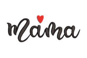 Mama Word With Red Heart Embroidery Design