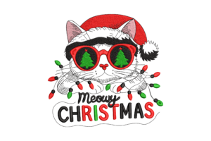 Meowy Christmas Cat Embroidery Design