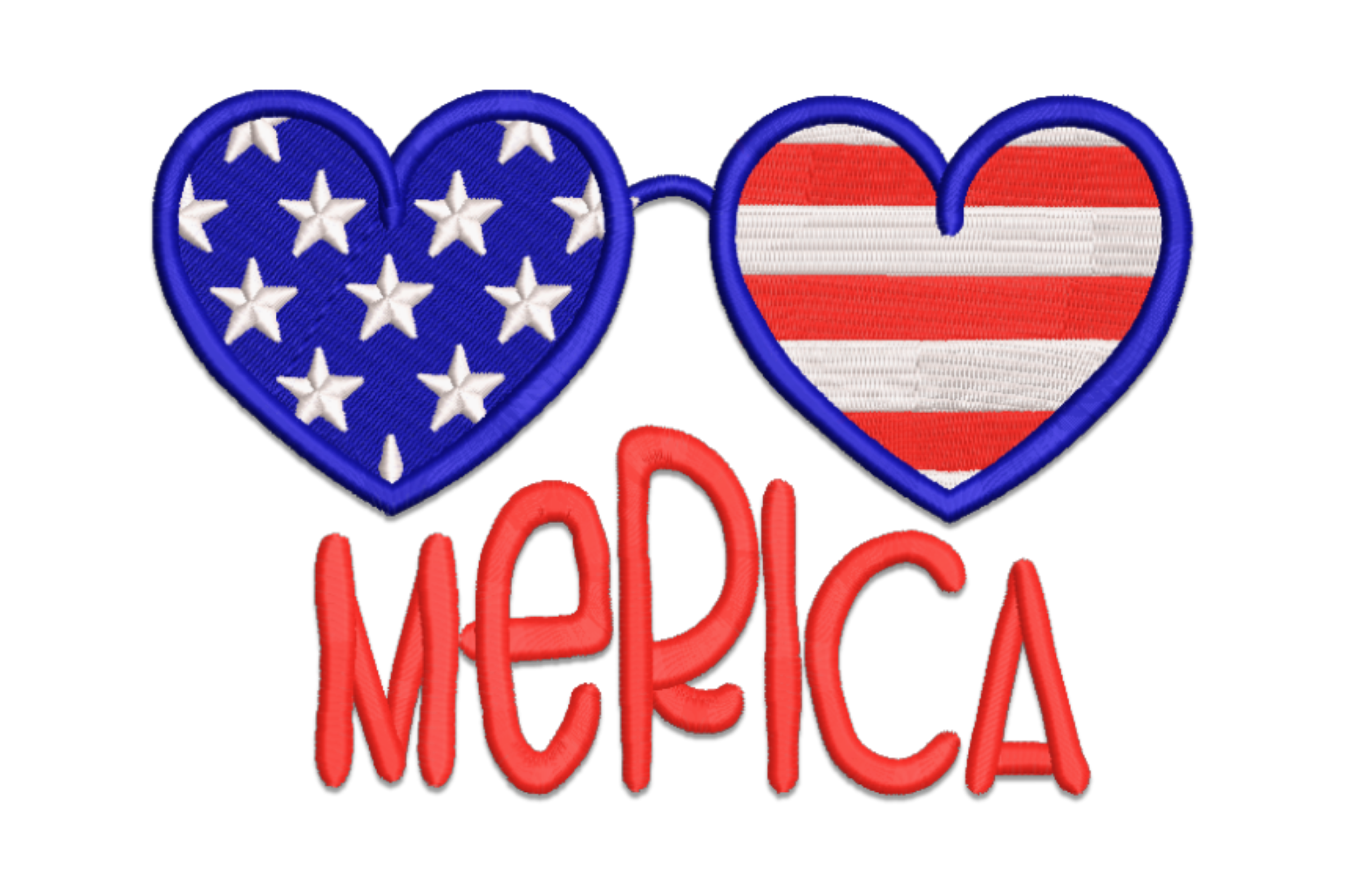Merica Heart Glasses Embroidery Design
