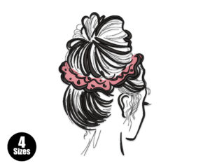 Messy Bun Girl with Scrunchie Embroidery Design