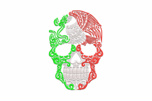 Mexican Flag Skull Embroidery Design