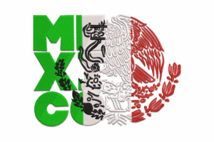 Mexico Word Flag Emblem Embroidery Design