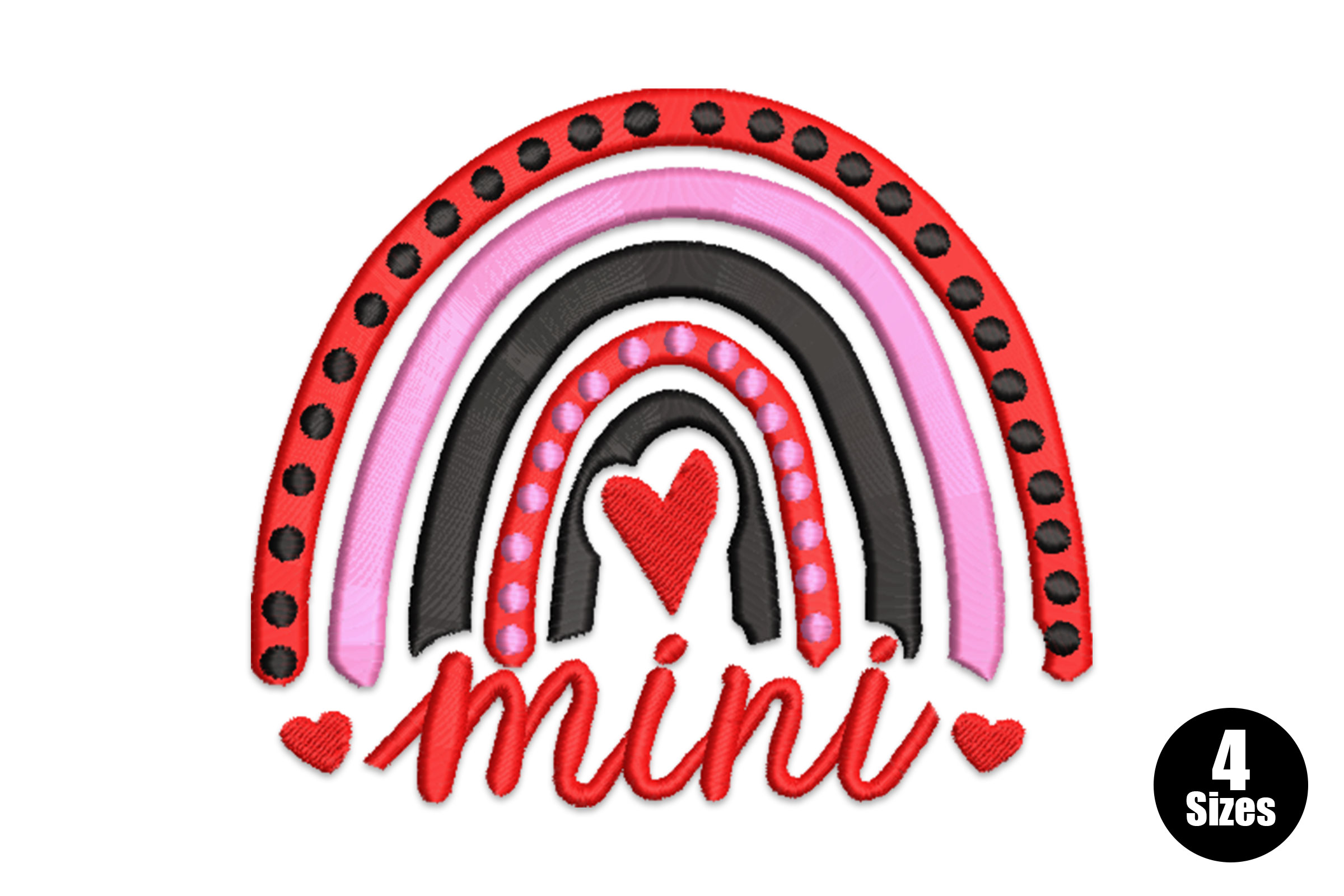 Mini Rainbow Heart Embroidery Design