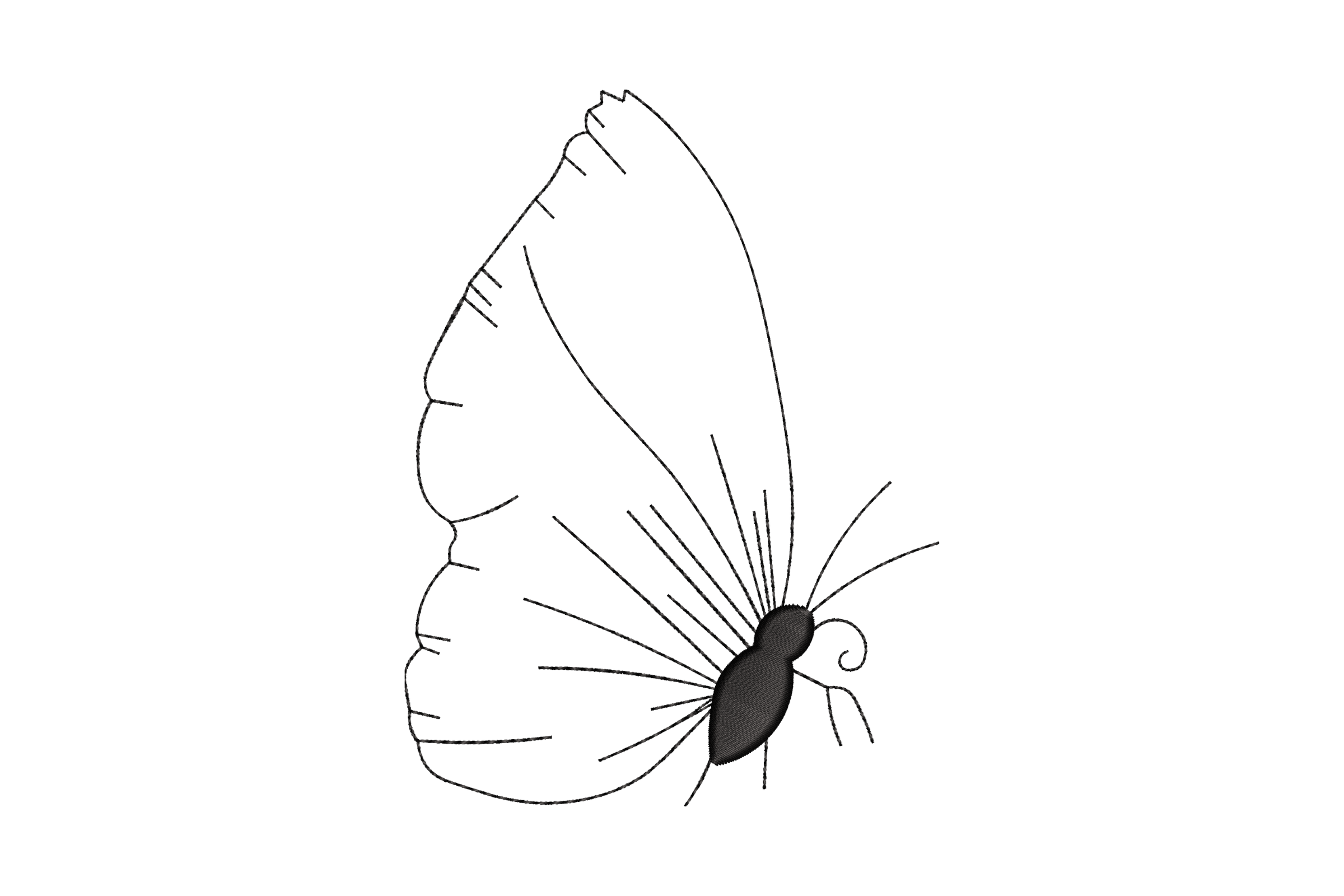 Minimal Line Art Butterfly Embroidery Design