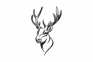 Minimalist Deer Head Line Art Embroidery Design